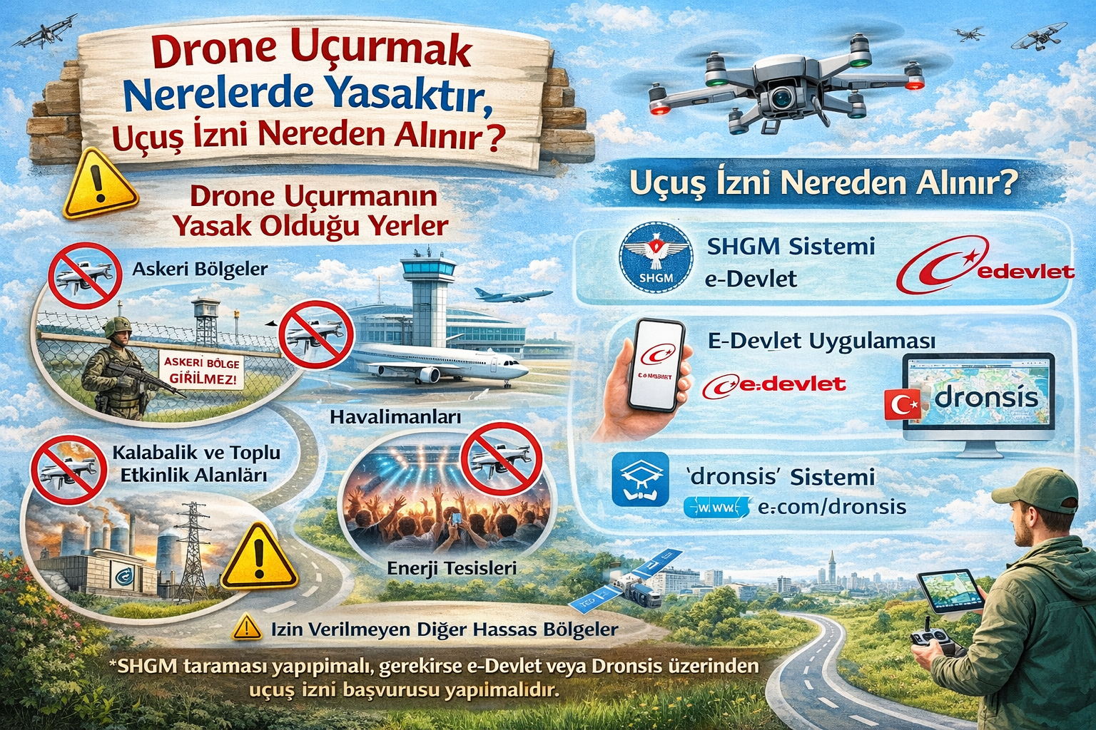 Drone Uçurmak Nerelerde Yasaktır, Uçuş İzni Nereden Alınır ?