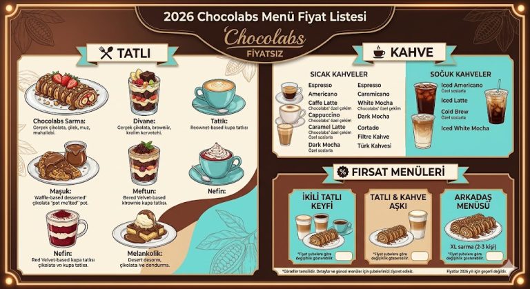 2026 Chocolabs Menü Fiyat Listesi Tatlı, Kahve ve Fırsat Menüleri