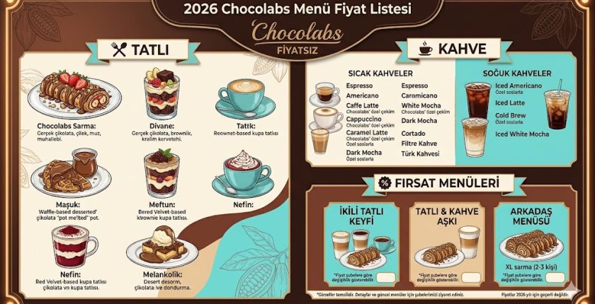 2026 Chocolabs Menü Fiyat Listesi Tatlı, Kahve ve Fırsat Menüleri