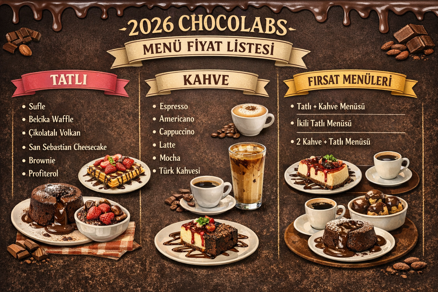 2026 Chocolabs Menü Fiyat Listesi: Tatlı, Kahve ve Fırsat Menüleri