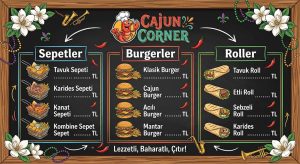 2026 Cajun Corner Menü Fiyat Listesi: Sepet, Burger ve Roll Fiyatları