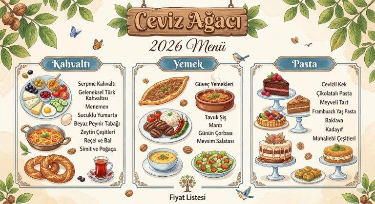 2026 Ceviz Ağacı Menü Fiyat Listesi: Kahvaltı, Yemek ve Pasta Fiyatları