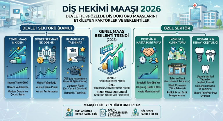Diş Hekimi Maaşı 2026 – Devlette ve Özelde Diş Doktoru Maaşları