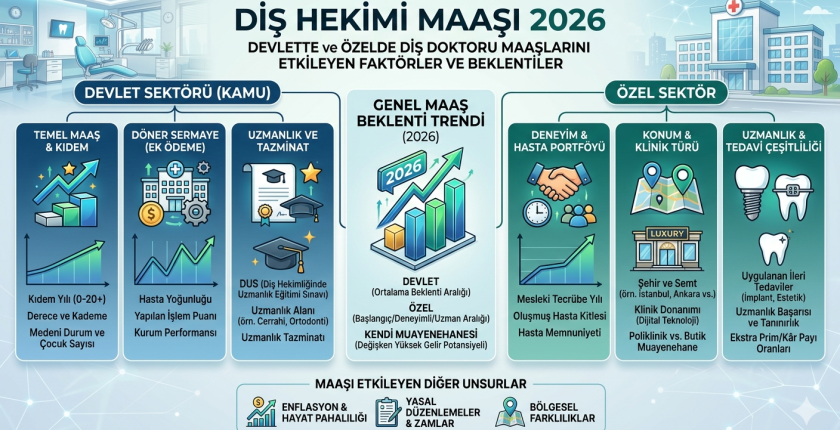 Diş Hekimi Maaşı 2026 – Devlette ve Özelde Diş Doktoru Maaşları