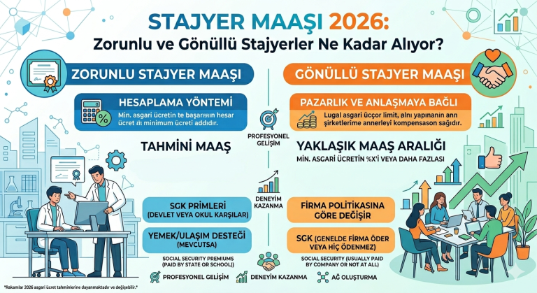 Stajyer Maaşı 2026: Zorunlu ve Gönüllü Stajyerler Ne Kadar Alıyor?