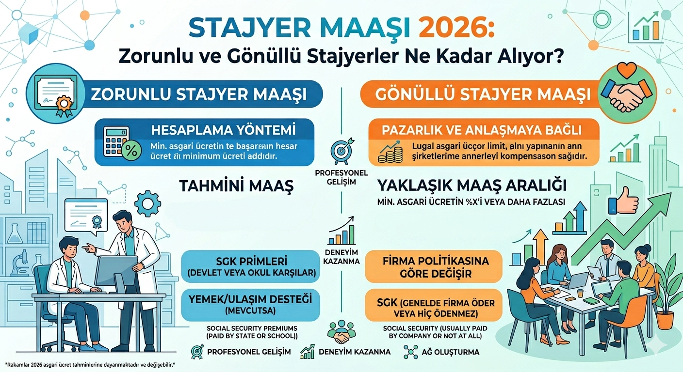 Stajyer Maaşı 2026: Zorunlu ve Gönüllü Stajyerler Ne Kadar Alıyor?