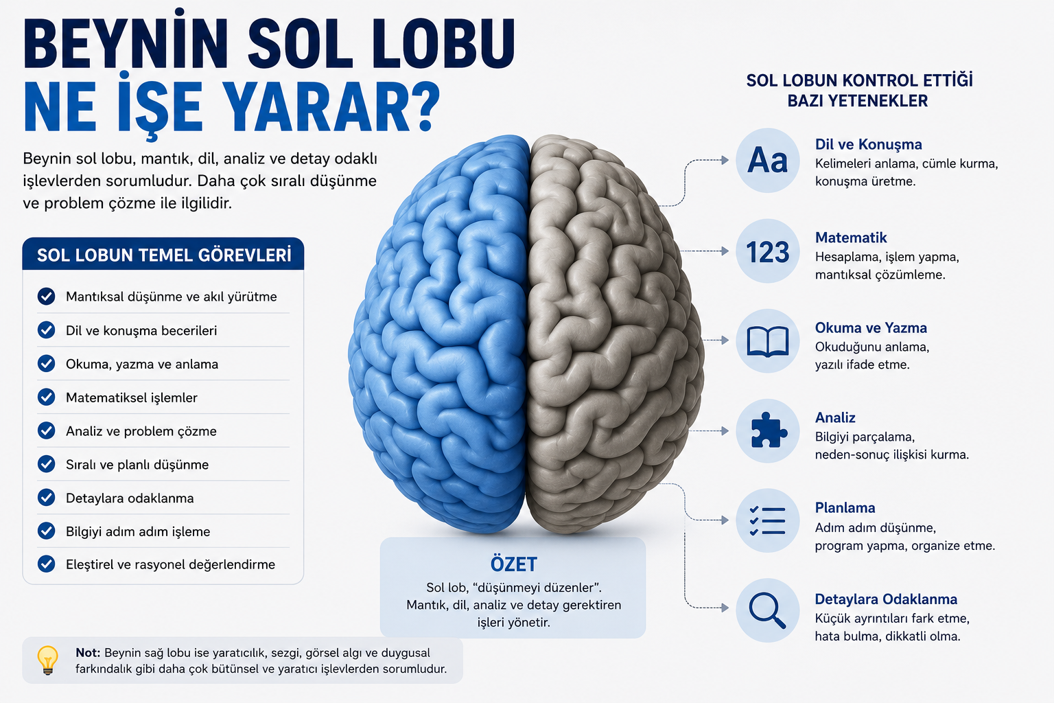 Beynin sol lobu ne işe yarar?