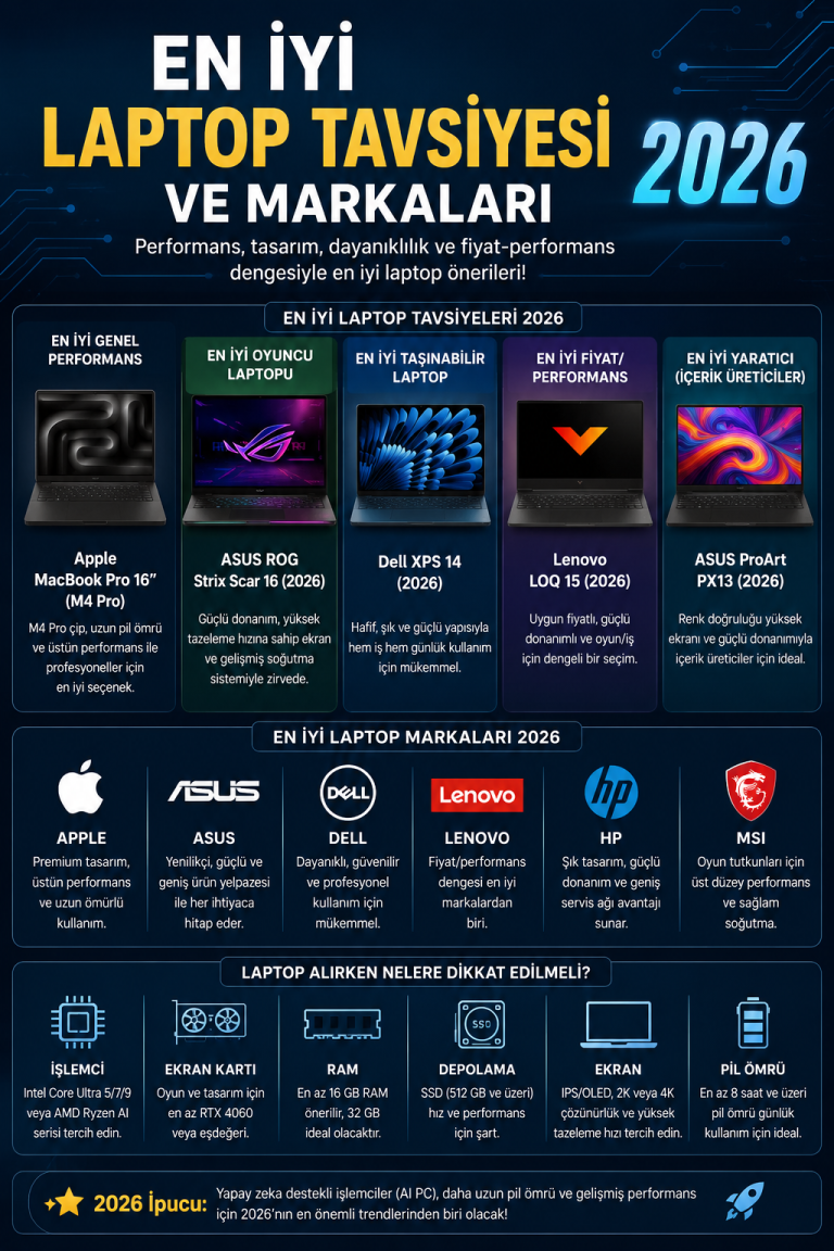 En İyi Laptop Tavsiyesi ve Markaları 2026